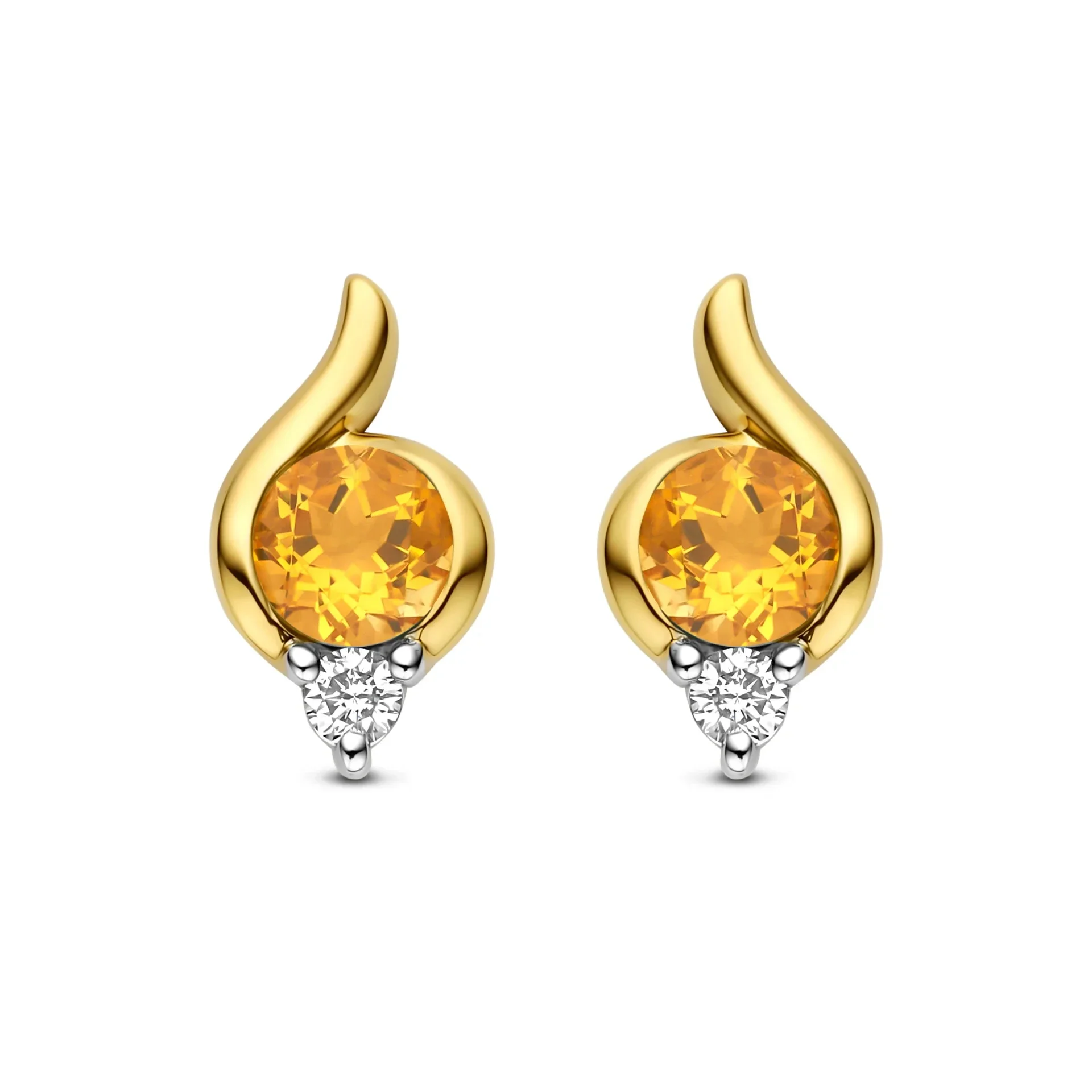 Bernstein Oorstekers 14k Geelgoud Briljant Citrin 195.624.40