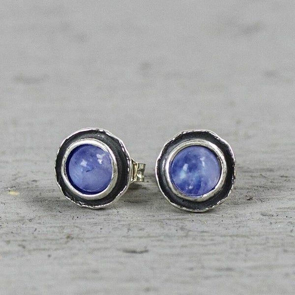 Jéh Oorstekers Zilver + oxy met kyaniet - 19965