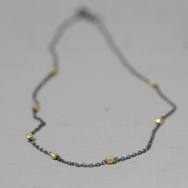 Jéh Collier zilver oxy met symmetrische balletjes van Goldfilled - 20142