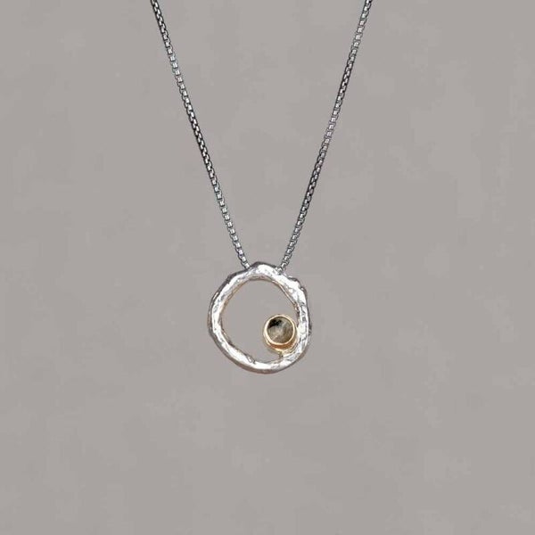 Jéh Collier Zilver Oxy met Hanger 9krt + Labradoriet 21114