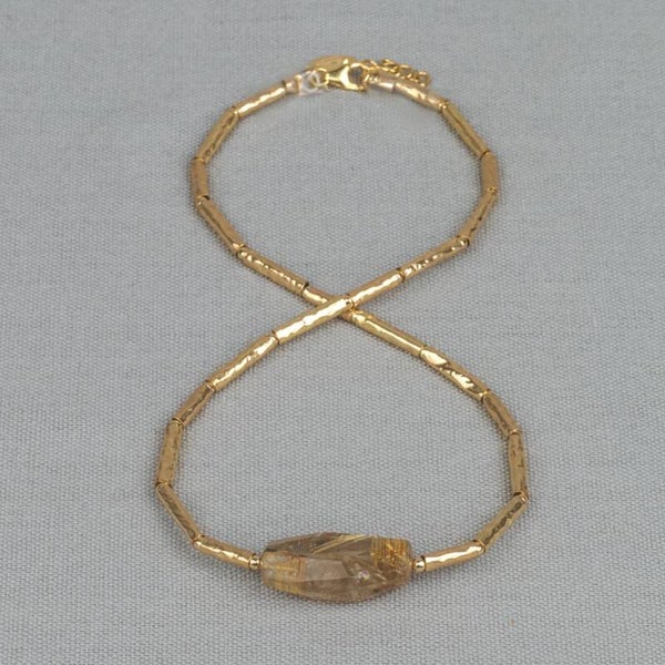 21293 JEH Collier LIMITED Goldfilled buisjes + Goldfilled Rutielkwarts