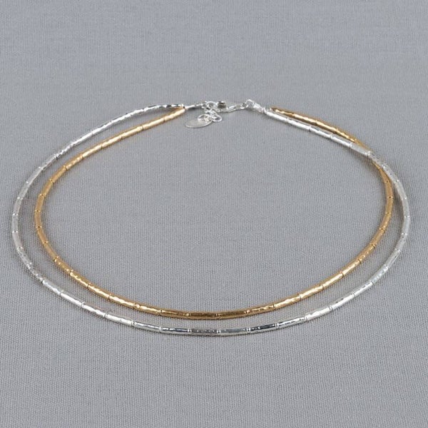 Jéh Collier duo tubes goldfilled + zilver - 21366