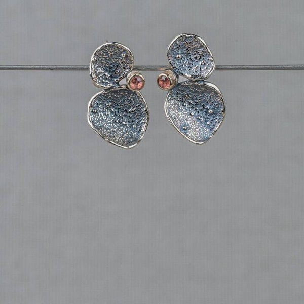 Jéh Oorstekers Zilver Aztekisch + 10 Krt + tourmalijn 21422