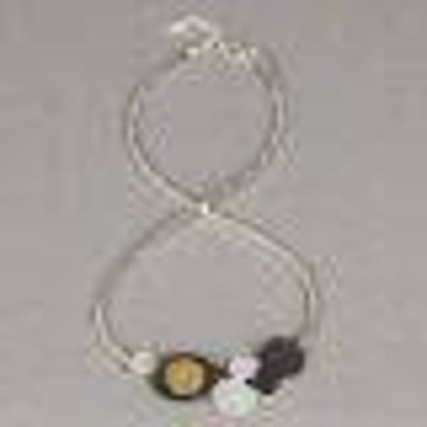 21489 Jeh Jewels Collier Tubes cirkels zilver + oxy + verguld