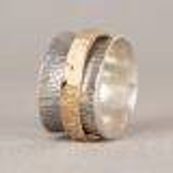 21752 JEH Ring Zilver Oxy + Goldfilled Bold