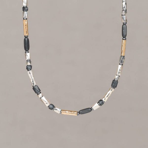 Jeh Jewels 21756 Collier Tubes Duo zilver OX + Goldfilled + Hematiet Power