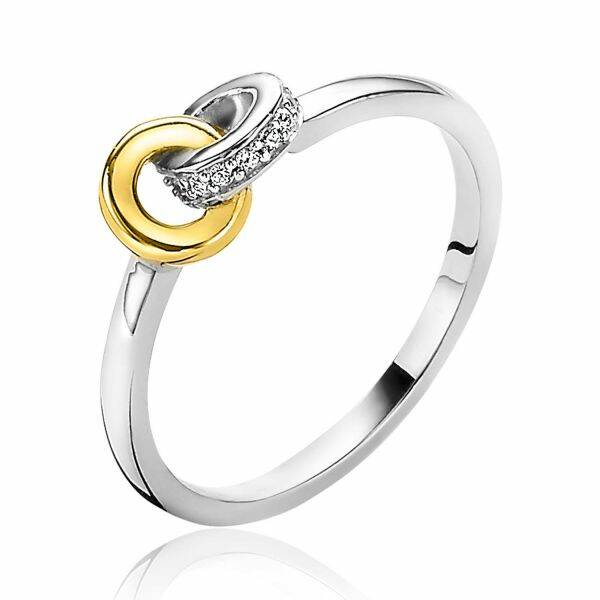 ZINZI Ring Zilver Bicolor Zirconia ZIR2102