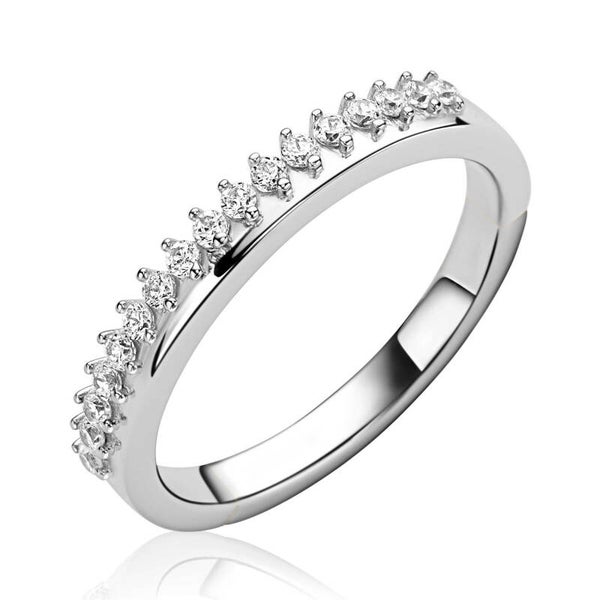 ZINZI Ring Zilver half glad half zirconia's ZIR2870