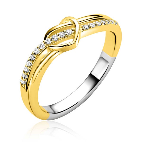 ZINZI Ring Zilver Goud Verguld Golfvorm met Hart ZIR2874Y
