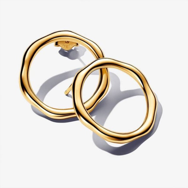 Pandora Oorstekers Organische rondjes 14K gold-plated 263265C00