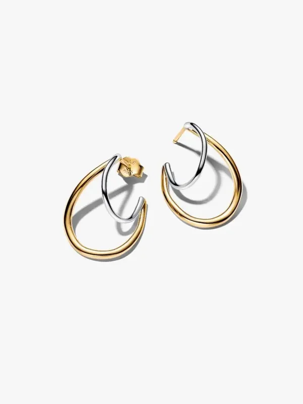 Pandora Oorringen 14k Goldplated Organisch Gevormde Tweekleurige Open264657C00