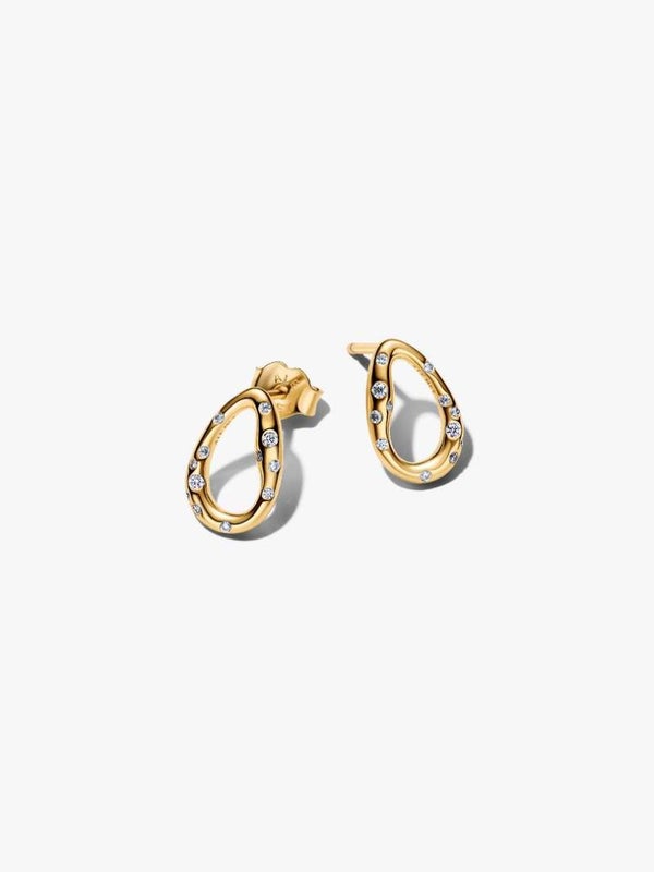 Pandora Oorringen 14K Goldplated Organisch Gevormde Steengezette Ovale 264659C01