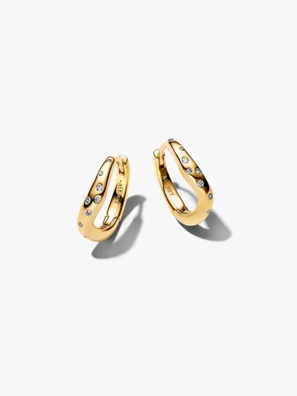 Pandora Oorringen 14K Goldplated Organisch Gevormde Steengezette 264663C01
