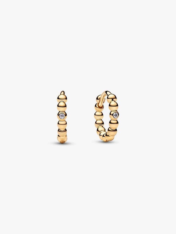 Pandora Creolen 14k Goldplated met kralen en zirconia 264823C01