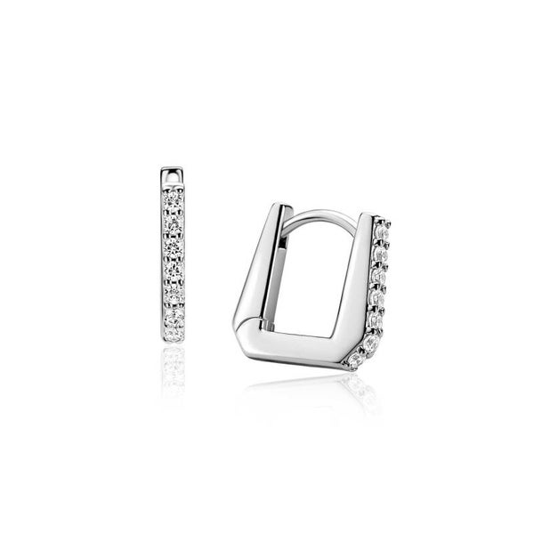 ZINZI Creolen Zilver Rechthoekig met Zirconia's ZIO2878