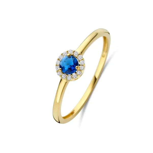 Joy & Julia Ring 14k Geelgoud Zirkonia Saffier 299.303