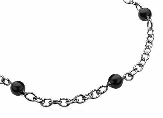 ZINZI Collier Zilver Parel Zwart ZIC280Z