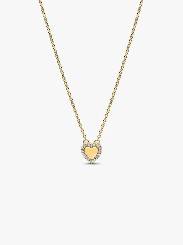 Pandora Collier Zilver 14K Verguld Hart met Zirkonia 364364C01
