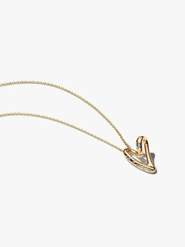 Pandora Collier 14K goldplated met Organisch Gevormde Steengezette Hartvormige Hanger 364669C01-60