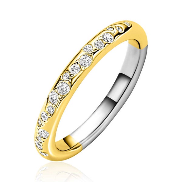 ZINZI Ring Goldplated met Zirconia's Pave ZIR2871