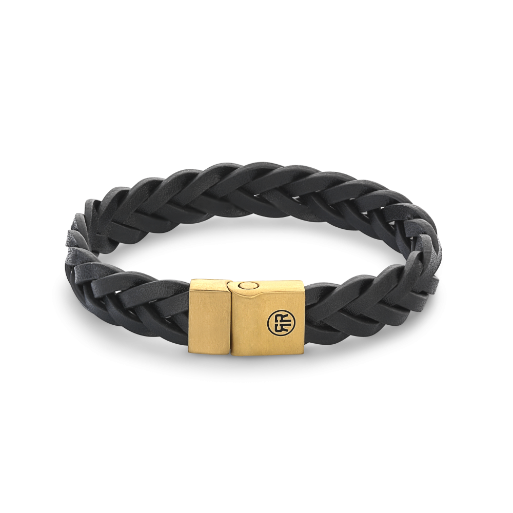 Rebel & Rose Armband Full Metal Braided Black Gold RR-M0027-G