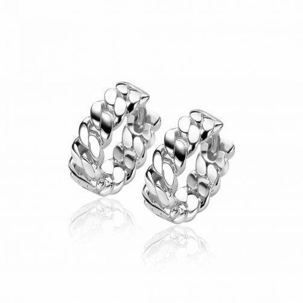ZINZI Creolen Zilver Gourmet 13x4mm ZIO2117