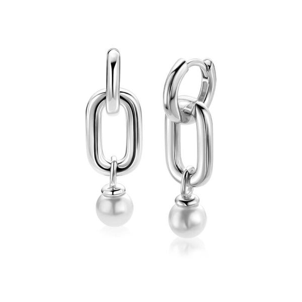 Zinzi Creoolhangers Zilver Ovaal met Parel ZICH2821