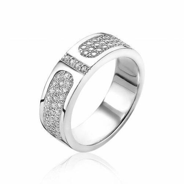 ZINZI Ring Zilver Zirconia Breed ZIR1957