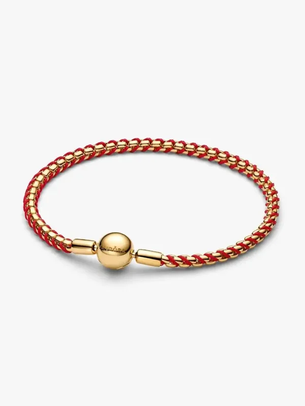 Pandora Armband 14K Verguld Rood Koord 563916C01