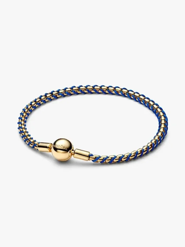 Pandora Armband 14K Goldplated Blauwe Koord Schakel 563816C02