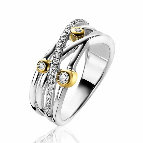 ZINZI Ring Zilver Bicolor Cross-over ZIR2020
