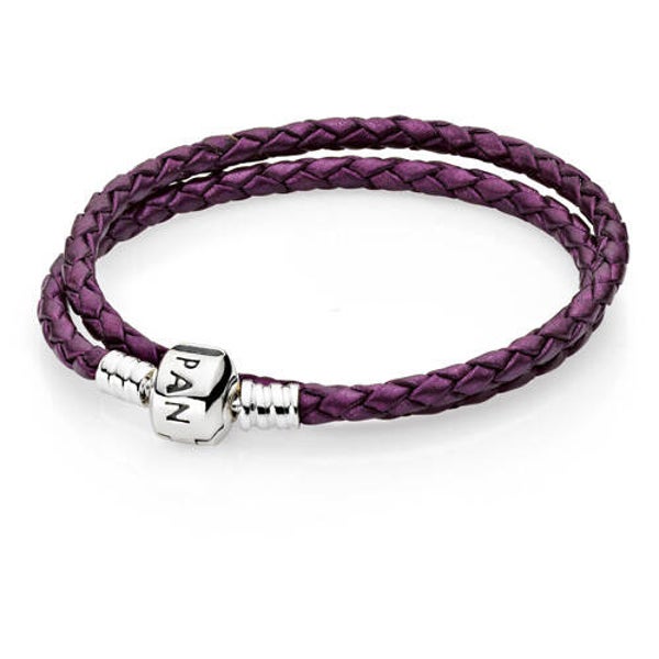 Pandora Armband Dubbele glinsterend paars leer 590705CPE