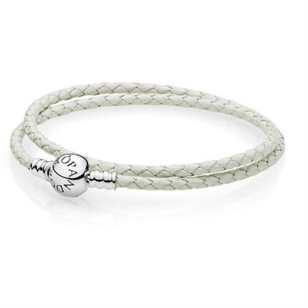 Pandora Armband Ivoorwitte dubbel leer 590745CIW