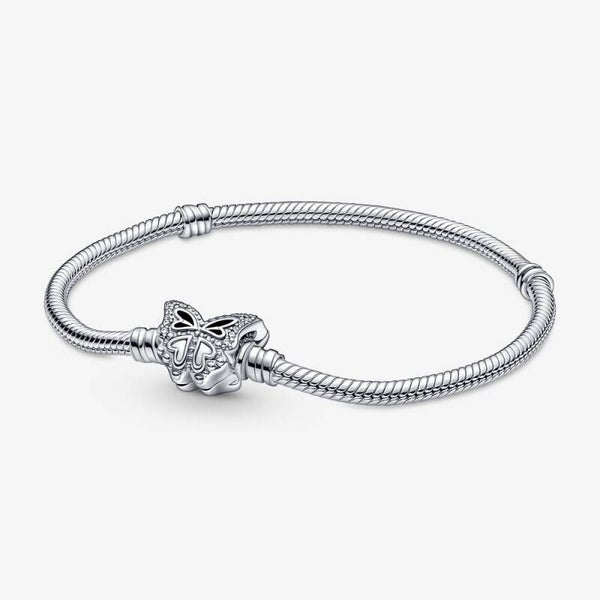 Pandora Moments Butterfly clasp Snake Chain Bracelet 590782C01