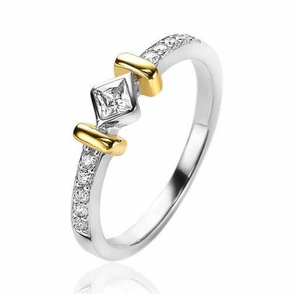 ZINZI Ring Zilver Bicolor Zirconia ZIR2121
