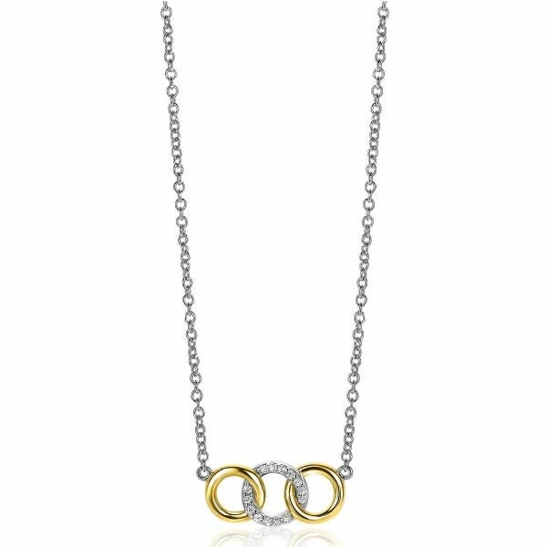 ZINZI Collier Zilver Bicolor 3 Rondjes ZIC2045Y