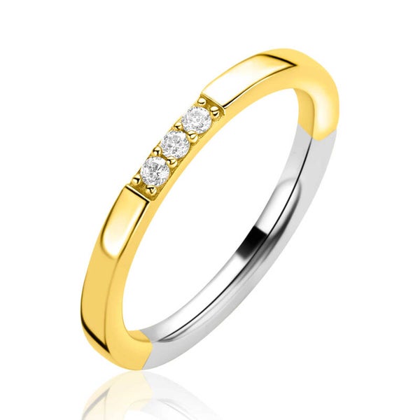ZINZI Ring Aanschuif Goldplated 3 Zirkonia's ZIR2130Y