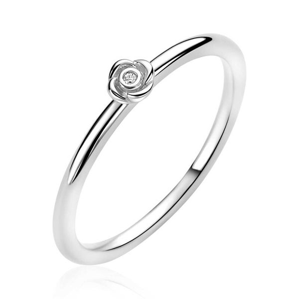 ZINZI Ring Zilver met Roos en Zirconia ZIR2872