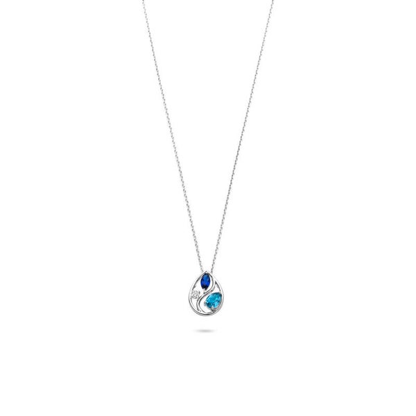 Rosa Di Luca Collier Zilver met Hanger Blauwe Zirkonia 624.101