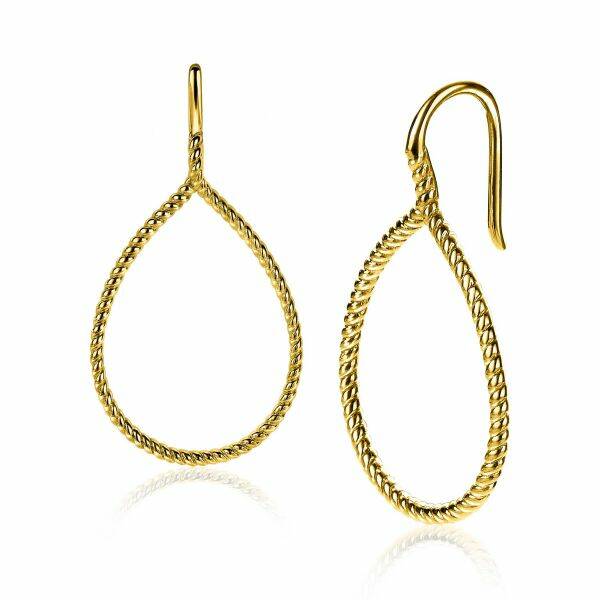 ZINZI Oorhangers Zilver 14K Geelverguld Druppel Open ZIO2046G