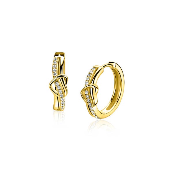 ZINZI Creolen Goldplated Golf met Hartje en Zirconia's ZIO2874Y