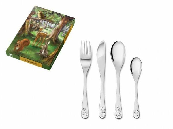 Zilverstad Kindercouvert Bosdieren, 4-delig, RVS 6829030