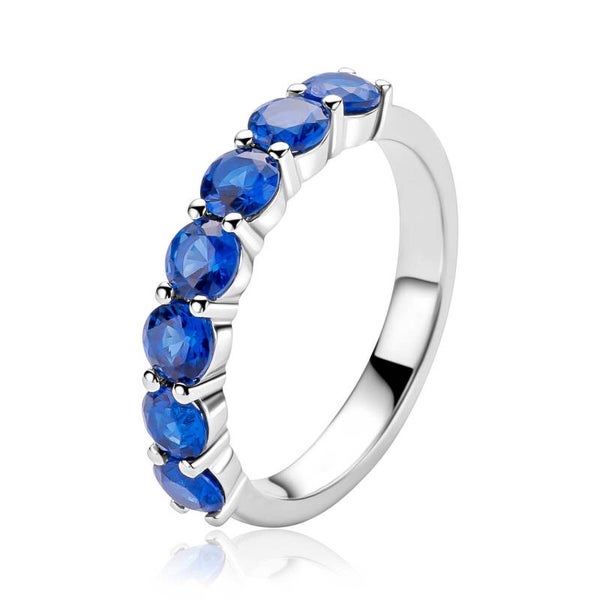 ZINZI Ring Zilver met 7 Blauwe Zirconia's ZIR2888B54