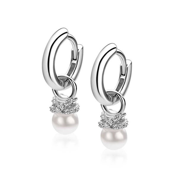 ZINZI Creoolhangers Parel met Zirconia's in X-Vorm ZICH2863