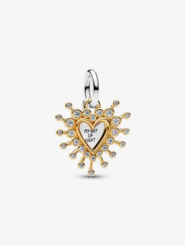 Pandora Stralend Hart Dubbele Hangende Bedel 764141C01