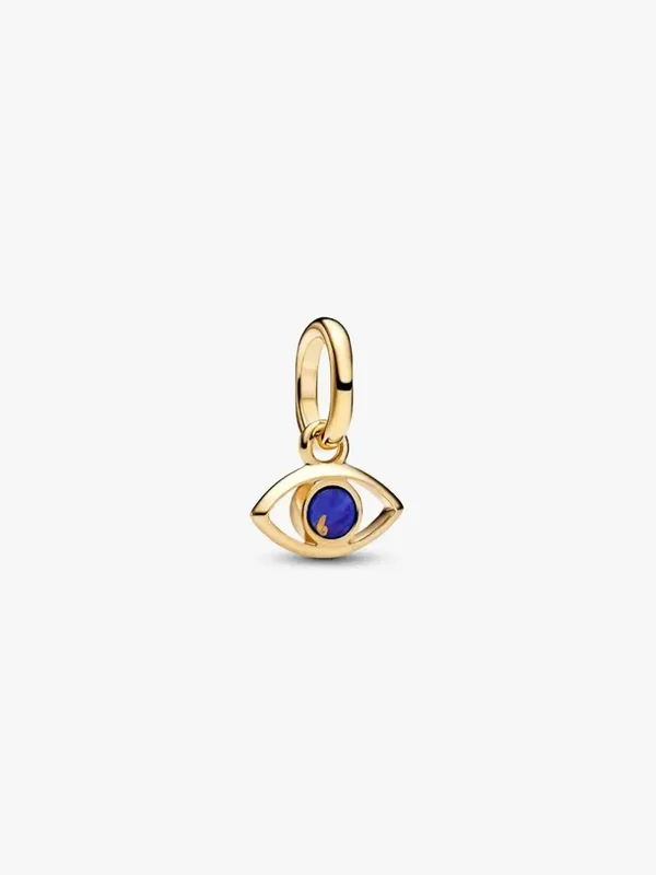 Pandora Bedel 14K Gold-plated Blauwe Boze Oog Mini Hangend 764609C01