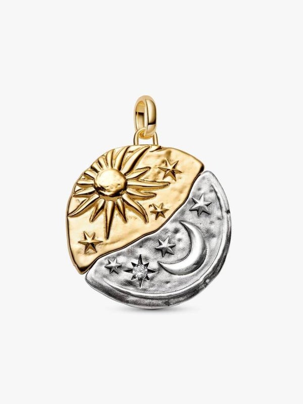 Pandora Dangle Goldplated Grote medaillonhanger met zon- en maanmotief 764806C01