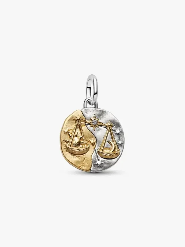 Pandora Dangle Goldplated Libra/Weegschaal sterrenbeeld medaillon hanger 764983C01