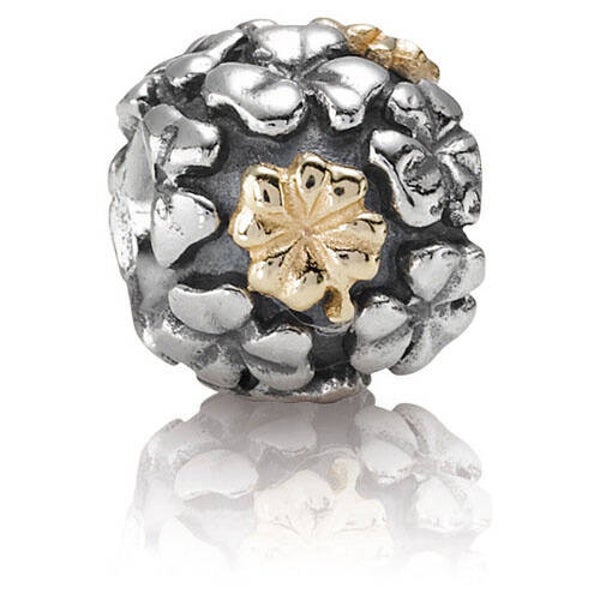 Pandora Charm Zilver met Geelgouden bloemen 790387