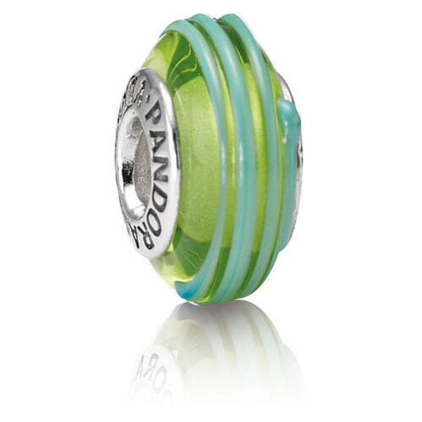 Pandora Sale Charm Murano Green Ribbon 790615